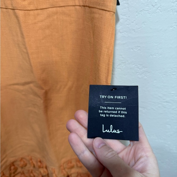 Lulu’s Dress - Feel the Sunshine Washed Orange Tassel Mini Dress - Size Medium - Picture 3 of 5